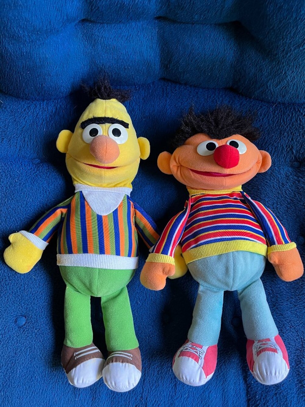 Vintage 1986 Playskool Sesame Street Bert and Ernie Hand Puppet Plush Lot Set